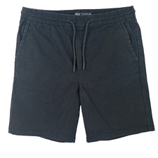 ZARA Denim Kordelzug Shorts Herren W32 schwarz dehnbar Comfort Fit 回