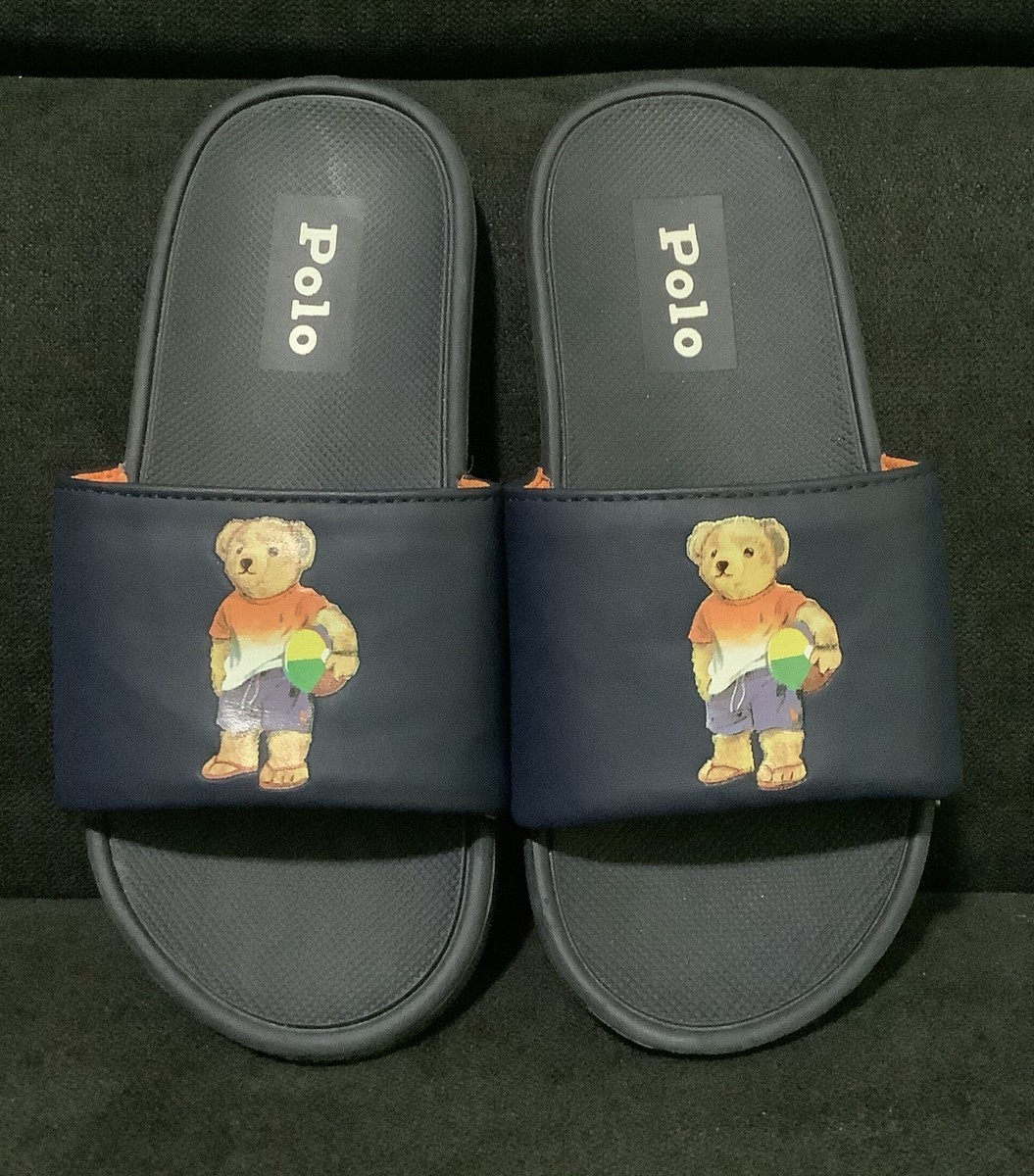 POLO Ralph Lauren Little/Big Boy's Cayson-Bear Slides Black