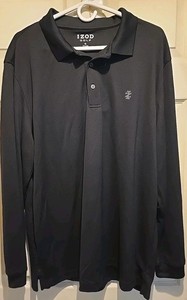 Izod Golf Long-Sleeved Pullover Shirt, XL, Black