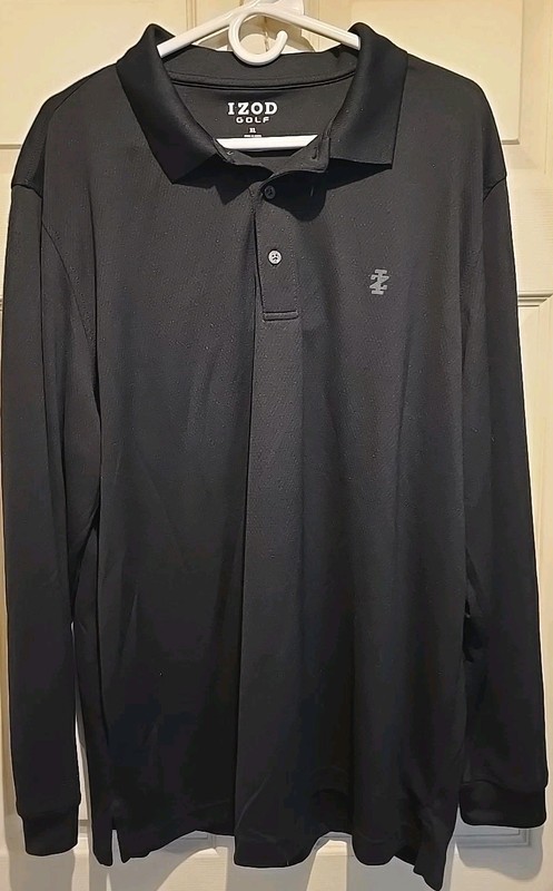 Izod Golf Long-Sleeved Pullover Shirt, XL, Black