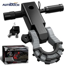 Autmatch 2 Shackle Hitch Receiver Mega D Ring Shackle Recovery Black Gray Autmatch 2 Shackle Hitch Receiver Mega D Ring Shackle Recovery Black Gray