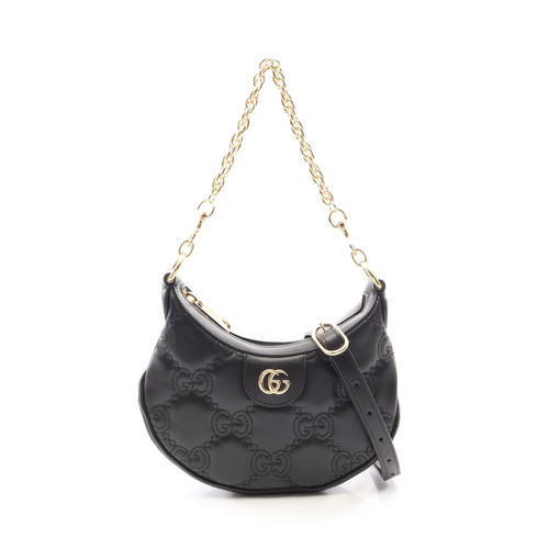 Gucci GG Matelasse 2WAY Handbag Black Leather #RCB6683