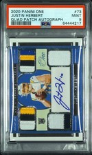 2020 Panini One JUSTIN HERBERT 16/49 RPA RC Quad Patch Auto #73 PSA 9 *Read*