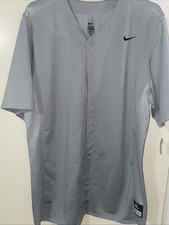 Mens Nike Team Vapor Full Button Baseball Jersey Gray XL 519558 058 Black