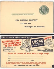 Reply card with Vicks Medicated Cough Drop ad on back