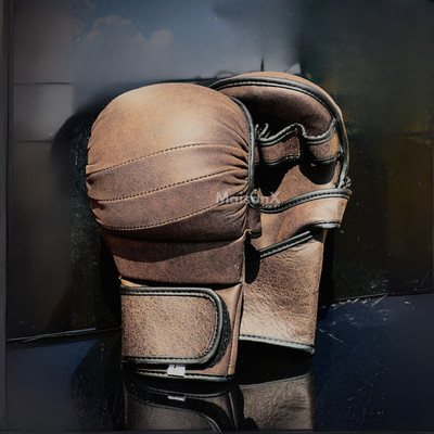 MMA hybrid gloves - Dark lava leather hybrid gloves to train all aspects