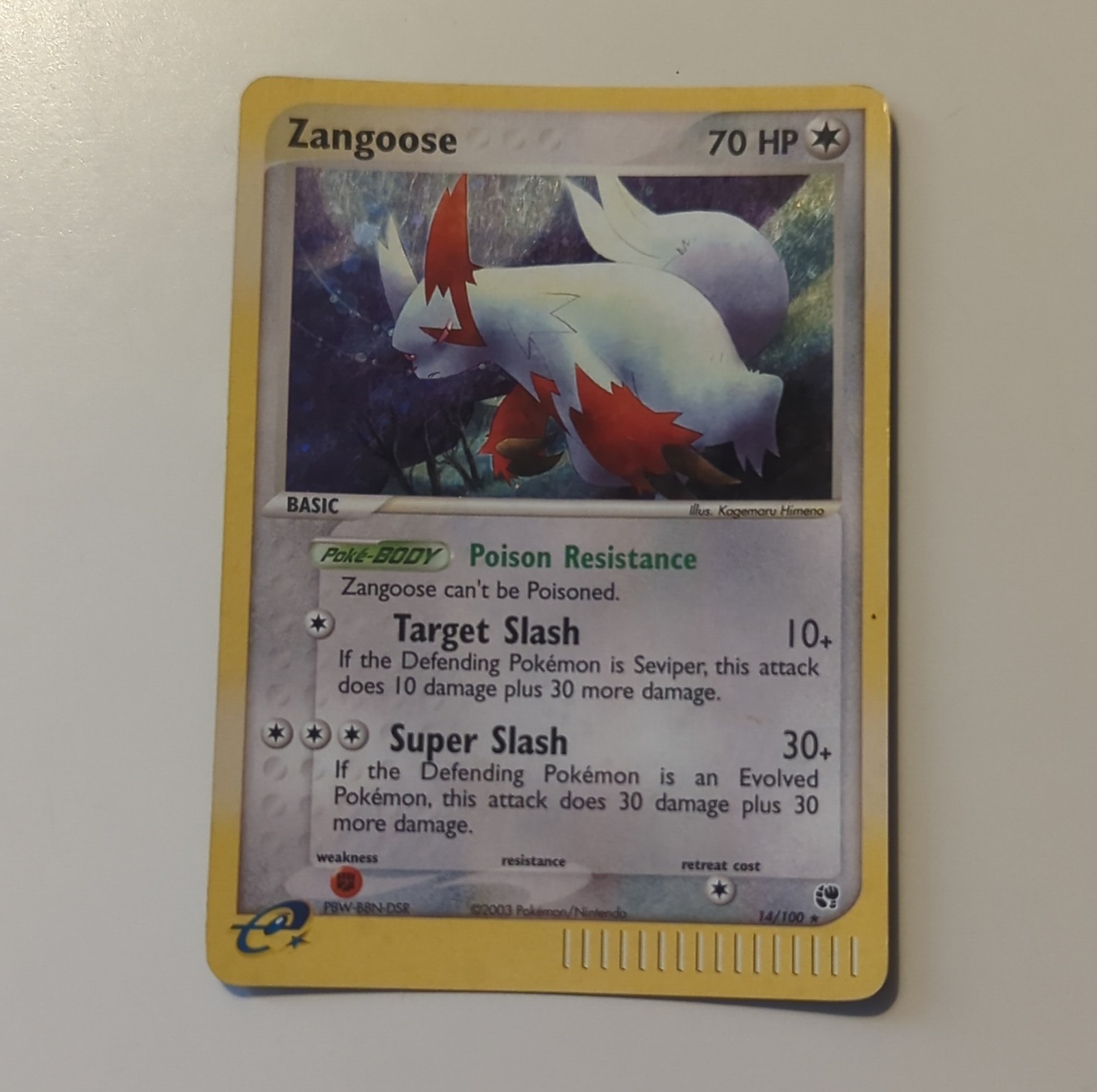 Pokémon TCG Zangoose Holo Rare EX Sandstorm 14/100 Basic 70 HP English 2003