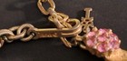 Vtg Crown Trifari Gold Tone Birthday Ribbon Necklace & Earrings... Pink  — photo 2