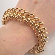 VINTAGE Bracelet Gold Tone Chunky Link Chain 1980s Retro Power Dressing Disco