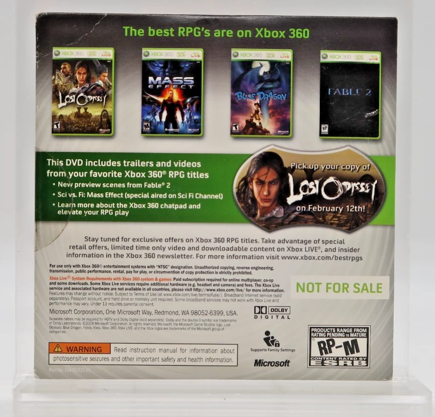 The Best RPGs are on Xbox 360 Sample Disc Promo DigiPak Brand New - Image 2 of 2