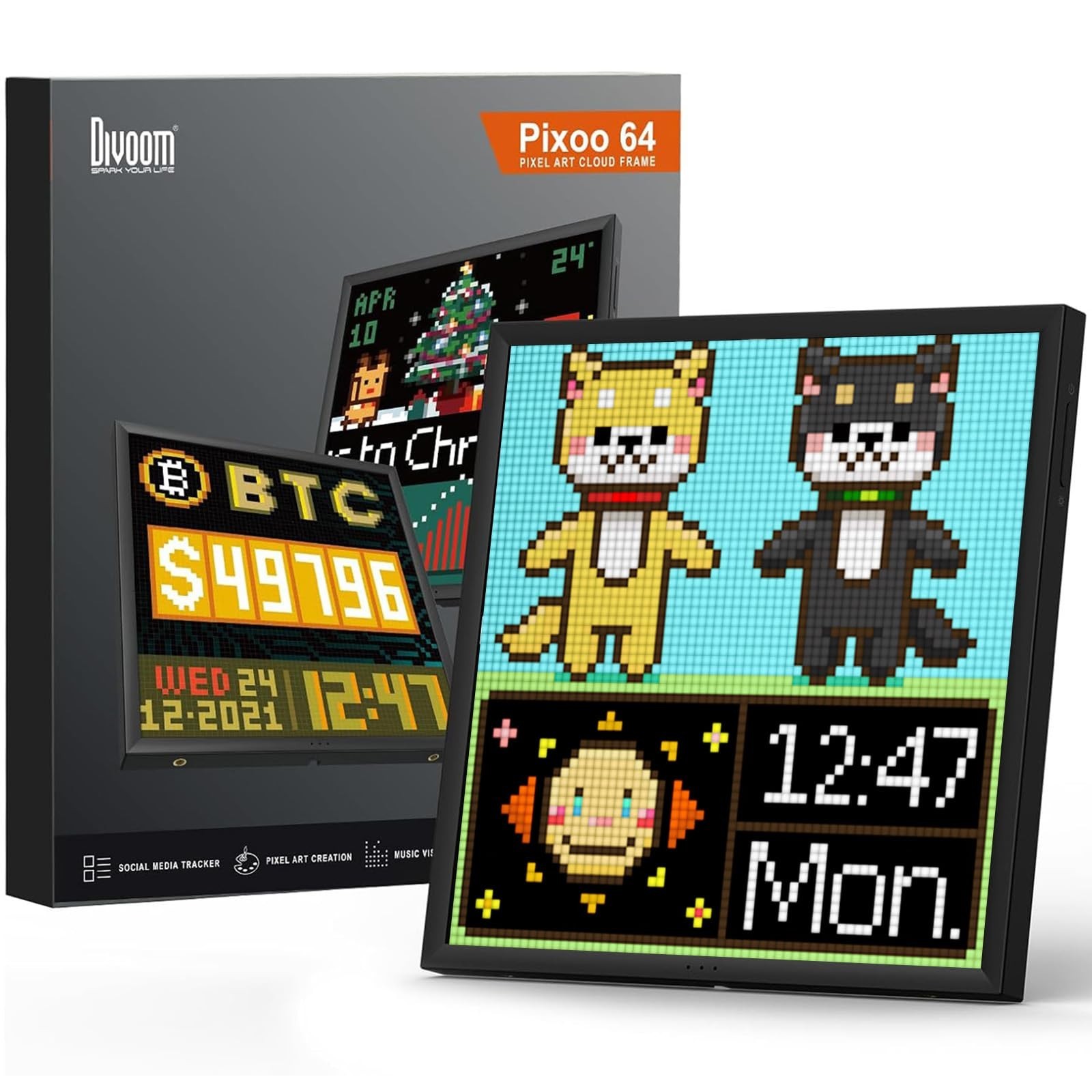 Divoom Pixoo-64 - WiFi Pixel Cloud Digital Frame with APP Control,64 X 64 LED...