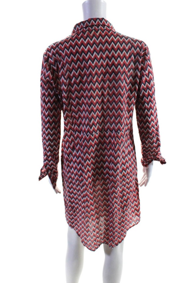 Roberta Roller Rabbit Womens Cotton Chevron Print Shirt Dress Orange ...