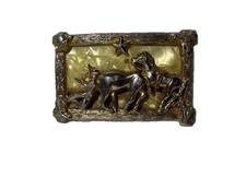 Steer Wrestling Bull Dogging Rodeo Cowboy Western Scroll Vintage Belt Buckle