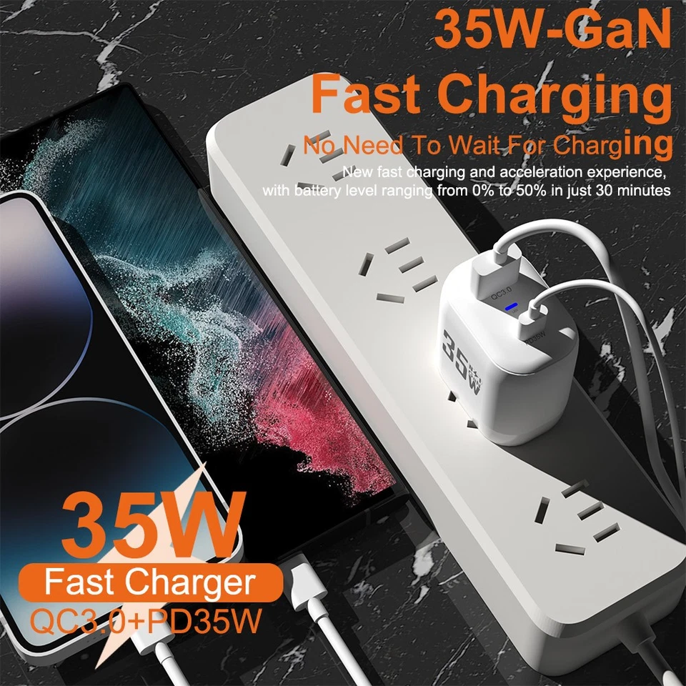 Maleyin 35W Schnell Ladeadapter USB-C + USB-A Ladegerät Netzteil Poweradapter - Bild 2 von 4