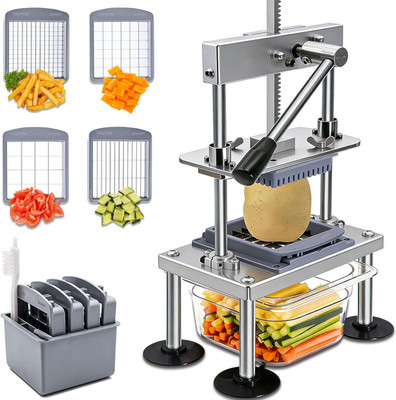 French Fry Cutter  Commercial Vegetable Chopper Professional Stainless Steel Pot