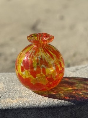 Giftcraft Incense Oil Reed Diffuser, Yellow & Orange Hand Blown Glass
