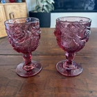 2 Fenton LG Wright MADONNA INN Wild Rose DARK PINK 6.5 Inch WATER Glass Goblet