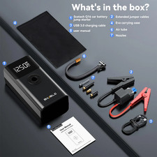 Car Jump Starter with Air Compressor 150PSI, 12V Jump Box Battery Charger Car Bo
