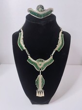 Vintage Zuni Needlepoint Jewelry Set – Sterling Silver & Malachite – Signed HH