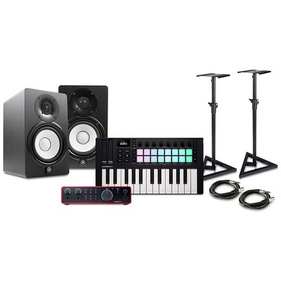Novation Launchkey MK4 Keyboard Cntrllr wFocusrite InterfaceYamaha Monitors 25