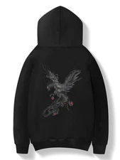 Niepce Men's Japanese Streetwear Sweatshirt Striking Phoenix Embroidered Hoodie