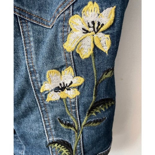 Vintage y2k Romeo + Juliet Couture Biker Denim Embroidered Vest - Size S - Picture 4 of 5