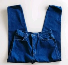 Vintage Gitano, Sz 16 Reg, Very High Waist 100% Cotton Dark Blue Denim, Taper