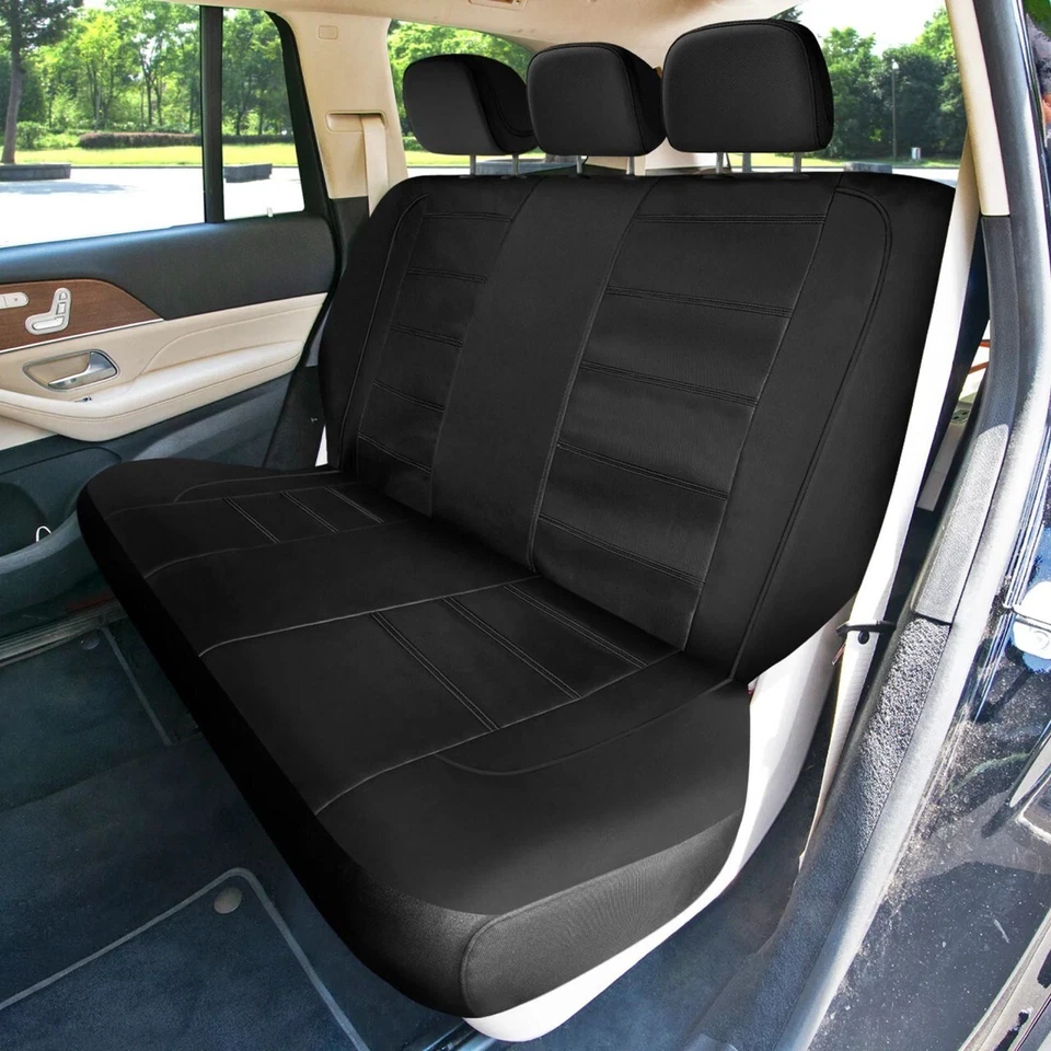 For all Chevrolet Seat Covers Full Set Front & Rear Eco Leather Black Universal - Image 4 of 4
