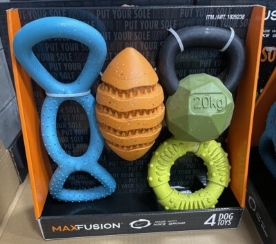 Max Fusion Dog Toys Made with Nike Grind, 4 Pack