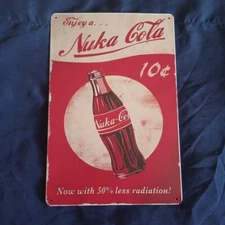 Metal Sign 8"X12" Wall Art Man Cave Garage Oil Bar Gas Station Enjoy Nuka Cola