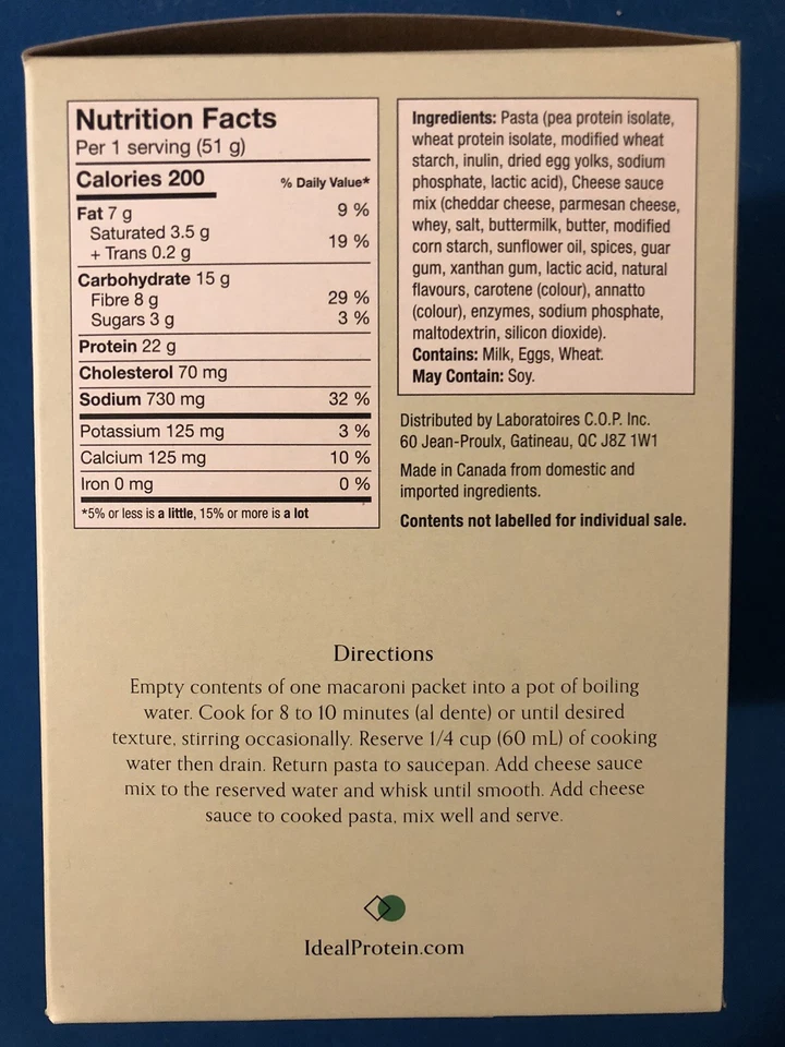 Ideal Protein Macaroni & Cheese - 7 Packets - EXP 3/31/26 - FREE SHIP - Image 2 of 4