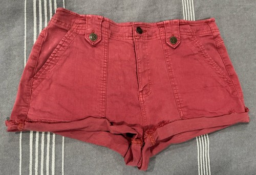 SO Red High Rise Utility Frayed Hem Shorts size 13