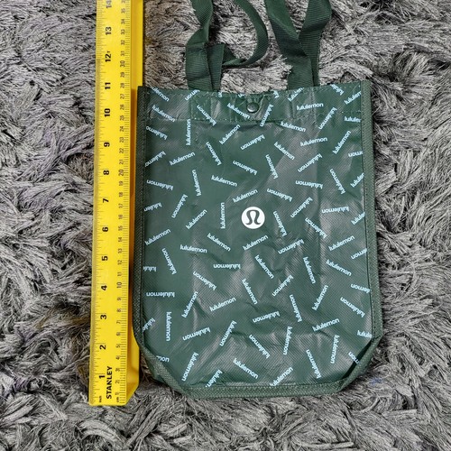 Borsa shopping riutilizzabile Lululemon verde 12 x 9" riciclata borsa spesa logo - Foto 5 di 13
