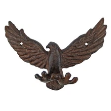 American Eagle Talons Wall Hook Cast Iron Key Towel Coat Hanger Rustic Brown