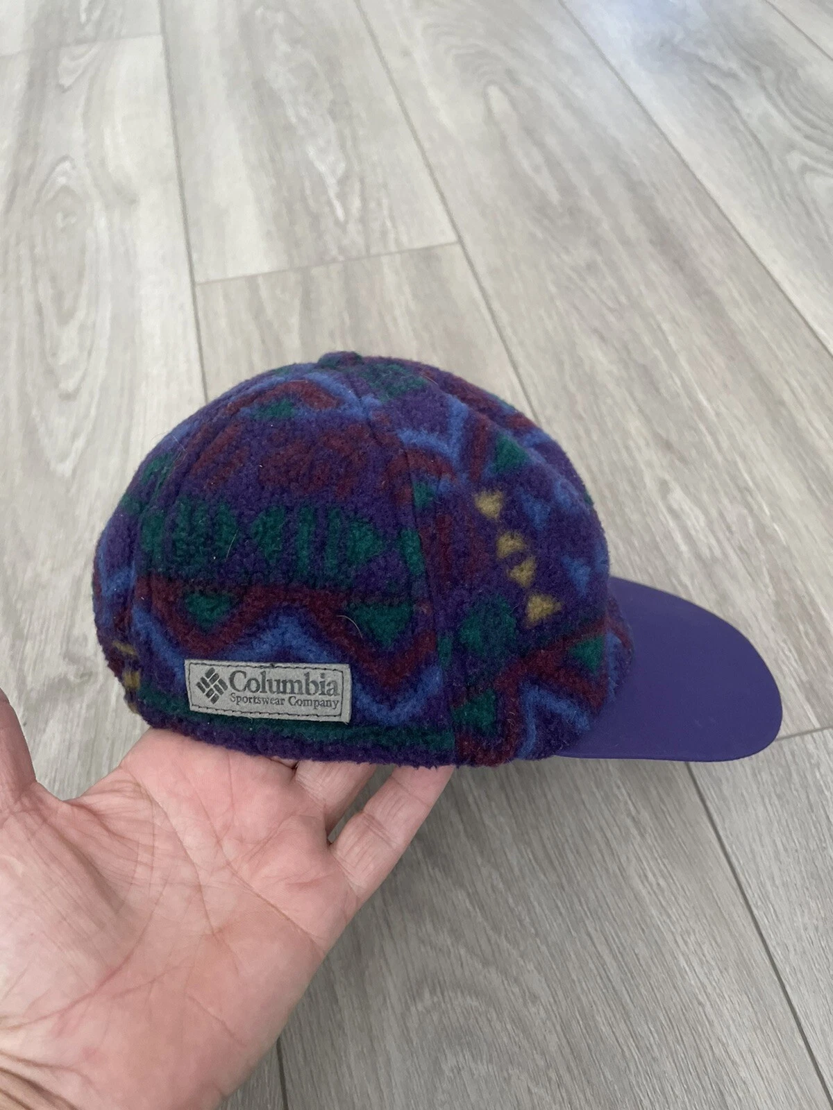 Vintage Columbia Mens Fleece Aztec Pattern Hat Cap Size S/M USA