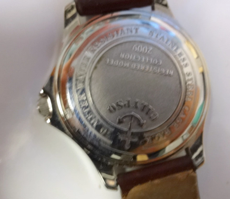 Reloj Pulsera Suizo Resistente al Agua Calypso 50 Metros Correa Cuero Colección 2009 Foto 4 de 4