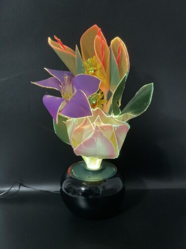 VINTAGE FIBER OPTIC FLOWER LAMP COLOR CHANGING BOUQUET WITH VASE 17" - Picture 2 of 21