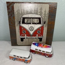Volkswagon Bus Beachy Surfing Hippie Wood Wall Décor Sign Toy Lot VWCollector