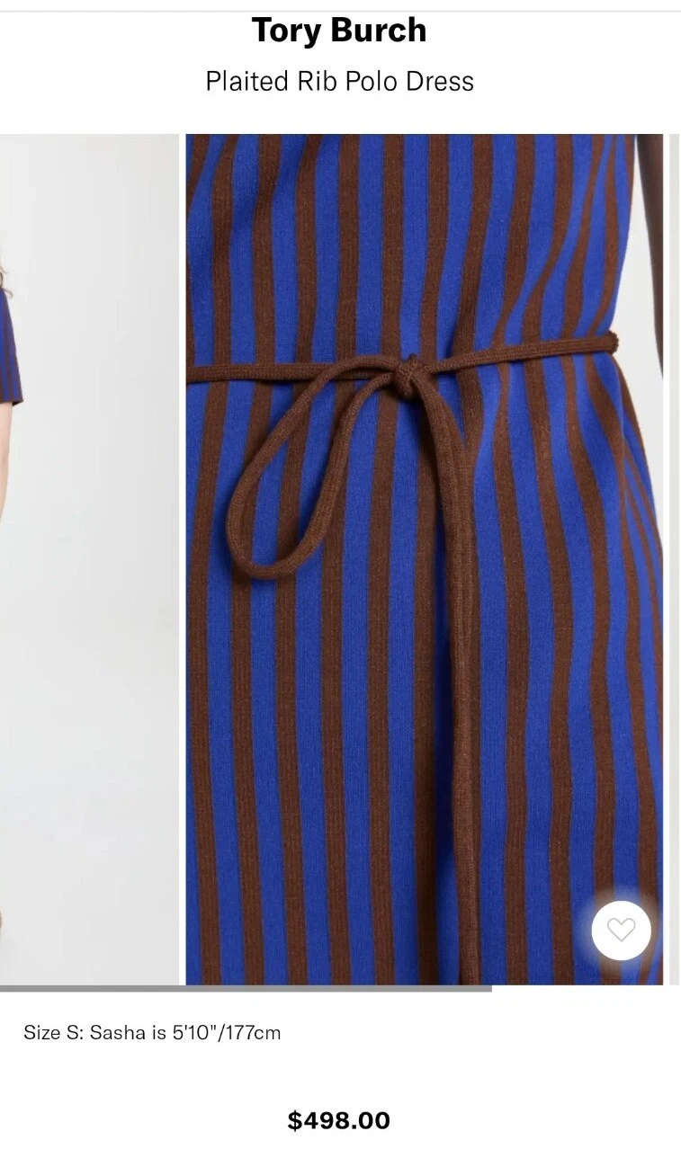 Designer Tory Burch Polo Maglia Viscosa Midi Tubino Abito Cambio Elasticizzato S $498