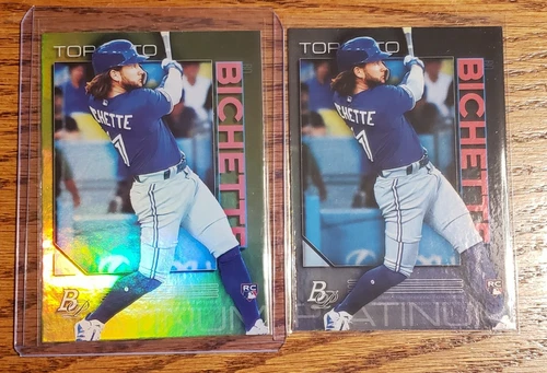 2020 Bowman Platinum Bo Bichette Rookie Charteuse Parallel + Base Toronto...