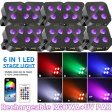 Rechargeable Stage Par Light Wireless 4 LED RGBWA UV Uplights DJ Battery DMX APP