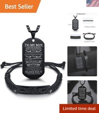 Stainless Steel Braided Bracelet with Dog Tag Necklace: Son's Graduation Gift