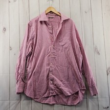 PETER MILLAR Golf Shirt Mens XL Button Down Gingham Plaid Pink White