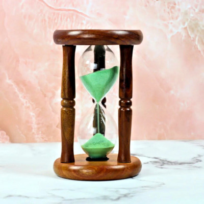 Antique Wooden Hourglass ~ Vintage Rose Wood Black Sand Collectible Sand Timer