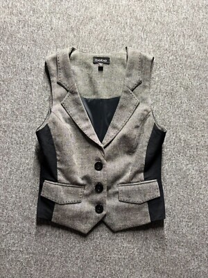 NWT Bebe Gray Career Dark Academia Wool Sleeveless Old Money Vest Large