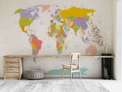 3D Country Geography World Map Wallpaper Wall Murals Removable Wallpaper