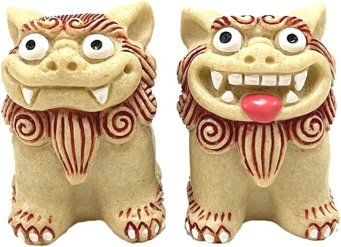 Japan Okinawa guardian god Shisa black lion pair H2.5inc / ward