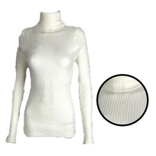 Polo High Neck Jumper Women  Cable Knitted  Long Sleeve Sweater Pullover