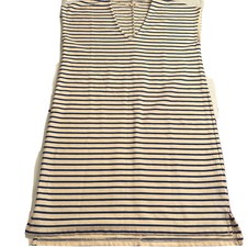 Madewell Vacances SHIRT DRESS BLUE cream Striped Deep V-neck Tunic Sleeveless XS