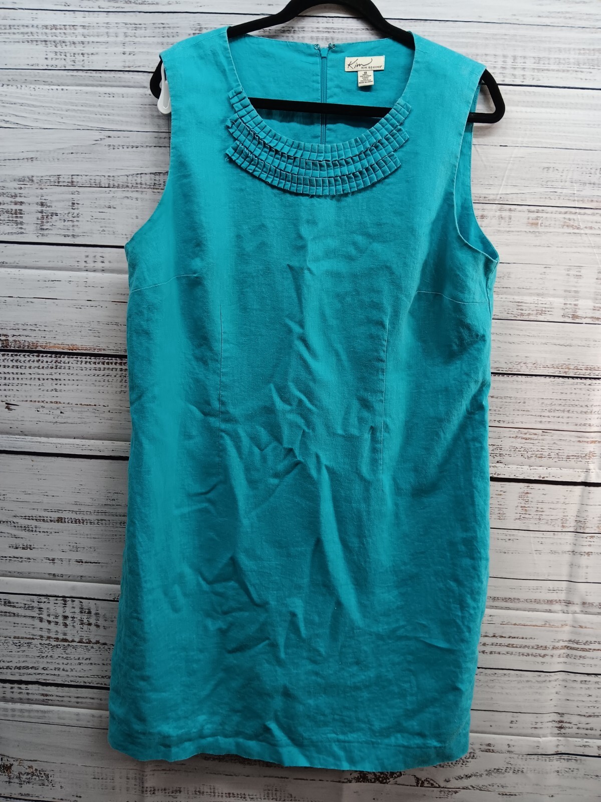 Kim Rogers  Shift Dress Women’s 18 100% Linen Blue Sleeveless Lined Coastal